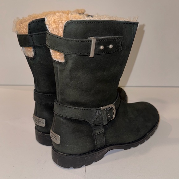UGG Grandle Black Suede Boots with Shearling Lining - Picture 1 of 16